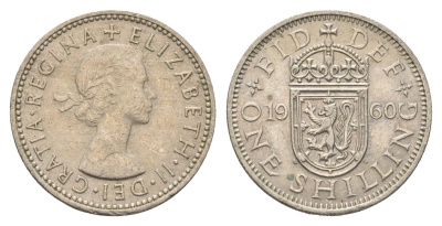 Великобритания 1 шиллинг 1960 Елизавета II (1952-2022), Шотландский герб KM 905, Spink 4148 медно-никель 4663-222