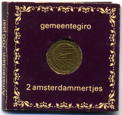 Европа жетон + жетон 1975 два жетона в оригинальном буклете, 700 лет Амстердаму UNC 7-1-36