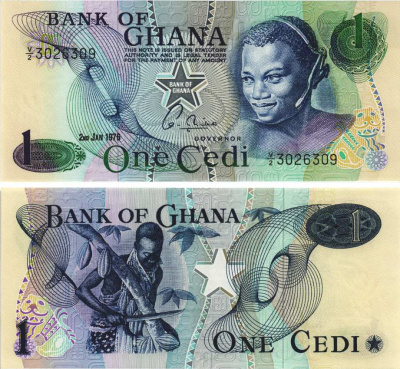 Гана 1 седи 1976 сбор какао Pick 13 с бумага UNC (пресс) 8564-42-3-2