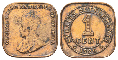 Стрейтс-Сетлментс (Стрейтс Сетлментс) 1 цент 1920 Георг V (1910-1936) KM 32 бронза 4697-1249