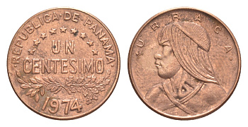 Панама 1 сентесимо 1974 Уррака KM 22 бронза aUNC 4643-1225