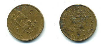 ЮАР 1 ЦЕНТ 1981 ГЕРБ, КАПСКИЕ ВОРОБЬИ KM 82 бронза 4364-1111