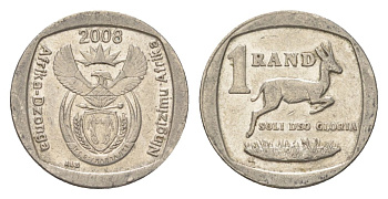ЮАР 1 ранд 2008 KM 444 медь плакированная никелем 4627-528