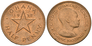 Гана 1/2 пенни 1958 KM 1 бронза aUNC 4621-464