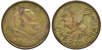 Малави 1 квача 1996 орел KM 28 сталь плакированная латунью 4162-344