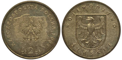 Польша 2 злотых 2004 MW, серия польские воеводства, Силезское воеводство KM 493 нордик 114-133