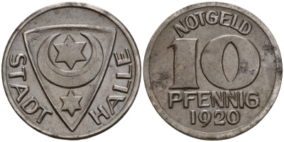 Зале 10 пфеннигов 1920 Funck 187.1 железо 4606-217