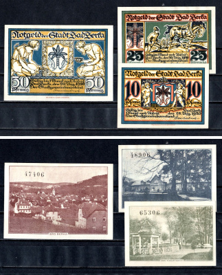Бад-Берка (Тюрингия) полный набор из 3 нотгельдов (10, 25 и 50 пфеннигов) 1920 Mehl Grabowski 79.1a бумага UNC (пресс) 7556-49-1-2