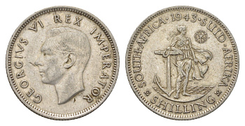 ЮАР 1 шиллинг 1943 KM 28 серебро 4622-721