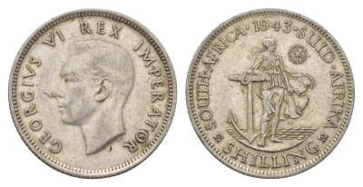 ЮАР 1 шиллинг 1943 KM 28 серебро 4622-721