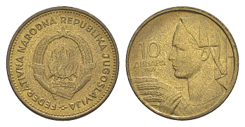 Югославия 10 динаров 1955 KM 33 алюминиевая бронза UNC 4181-1166