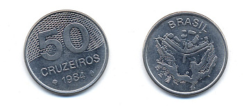 БРАЗИЛИЯ 50 КРУЙЗЕЙРО 1984 KM 594.1 сталь aUNC 76-657