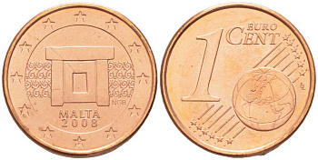 Мальта 1 евроцент 2008 KM 125 сталь плакированная медью UNC 46-1254