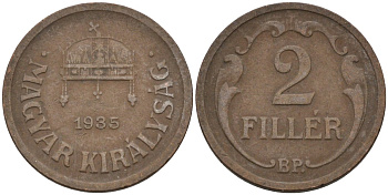 Венгрия 2 филлера 1935 BP KM 506 бронза 4115-1139