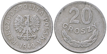 Польша 20 грошей 1949 Y 43a алюминий 4136-1268