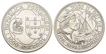 Португалия 1000 эскудо 1995 500 лет со дня смерти Жоао II KM 685 серебро BU 1088-4-41