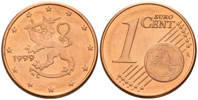 Финляндия 1 евроцент 1999  KM 98 сталь плакированная медью  UNC  4189-167