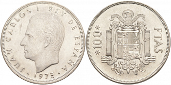 Испания 100 песет 1975 (76) M, Хуан Карлос I (1975-2014) KM 810 медно-никель  UNC   4537-1113