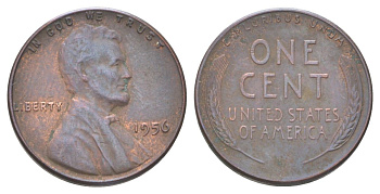 США 1 цент 1956 Авраам Линкольн  KM 132 бронза 4625-537