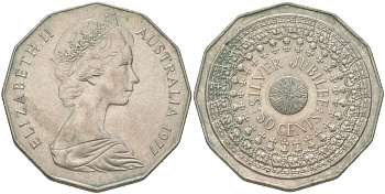 Австралия 50 центов 1977 25 лет правлению Королевы Елизаветы II KM 70 медно-никель UNC 4403-144