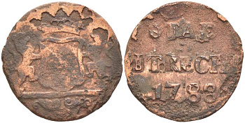 УТРЕХТ, НИДЕРЛАНДЫ 1 ДУИТ 1788 KM 91 медь 210-1213