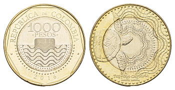 Колумбия 1000 песо 2016 KM 299 биметалл UNC 4165-1115