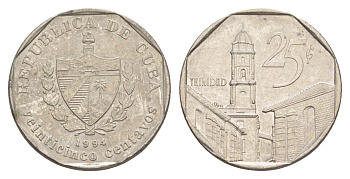 Куба 25 сентаво 1994 площадь в Тринидаде KM 577.1 сталь плакированная никелем 4646-413