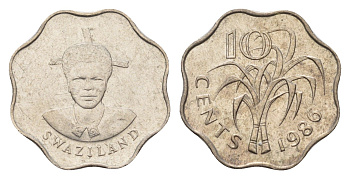 Свазиленд 10 центов 1986 KM 41 медно-никель UNC 4674-1258