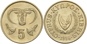 Кипр 5 центов 1998 KM 55.3 никель латунь 4141-1055