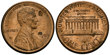 США 1 цент 1989 Линкольн KM 201b цинк плакированный медью 4136-968