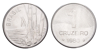 Бразилия 1 крузейро 1980 KM 590 нержавеющая сталь UNC 4644-467