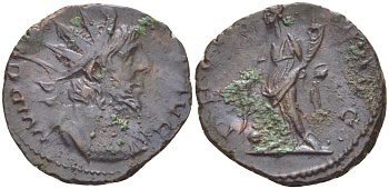 Римская Империя (императоры в Галлии) антониниан 271 Викторин. PROVIDENTIA AVG, Провиденция, держащая рог изобилия, Колония Агриппины, Good Very fine RIC 61 биллон 1073-14-32