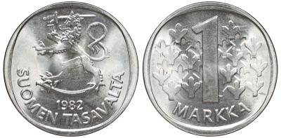 Финляндия 1 марка 1982 K KM 49а медно-никель UNC 259-435