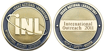 США, Национальная лаборатория Айдахо медаль "Международная деятельность 2011" 2011 Миссия по обеспечению безопасности людей, диаметр 44 мм, вес 34,6 гр биметалл UNC 11-326-12