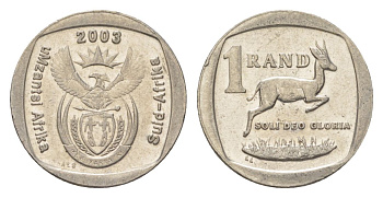 ЮАР 1 ранд 2003 KM 332 медь плакированная никелем 4627-369