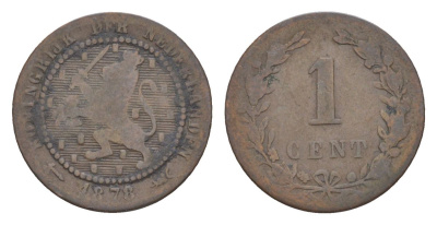 Нидерланды 1 цент 1878 Виллем III (1849-1890) KM 107 бронза 58-122