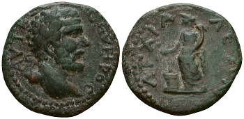 Римская Империя, Провинция Фракия, Анхиал AE 193 - 211 Септимий Север, бюст императора / Омонойа, персонификация Порядка Varbanov 171, Moushmov 2823 бронза 1100-8-17