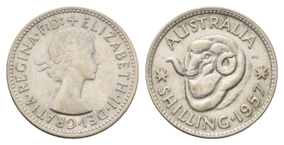 Австралия 1 шиллинг 1957 Елизавета II (1952-2022) KM 59 серебро 4671-451