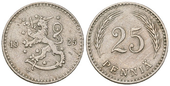 Финляндия 25 пенни 1925 S KM 25 медно-никель 4174-928