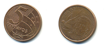 БРАЗИЛИЯ 5 СЕНТАВО 2010 KM 648 сталь плакированная медью 176-552