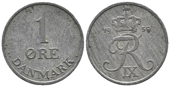 ДАНИЯ 1 ЭРЕ 1959 С; S, ФРЕДЕРИК IX (1947-1972) KM 839.2 цинк 100-1134