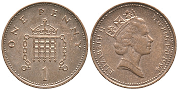 Великобритания 1 пенни 1994 Елизавета II (1952-2022) KM 935a, Spink 4391 (B4) сталь плакированная медью 34-233