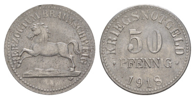 Брауншвейг 50 пфеннигов 1918 Funck 56.3, Men05 3454.4, Men18 4388.4 железо 4638-123