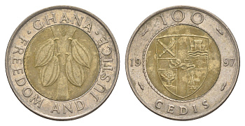 Гана 100 седи 1997 KM 32 биметалл 4642-144
