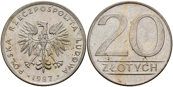 Польша 20 злотых 1987 MW Y 153.1 медно-никель 4187-727