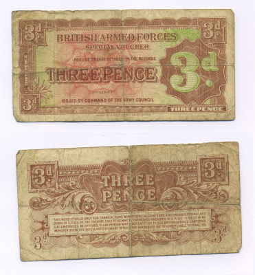 Великобритания 3 пенса 1948 вторая серия, для вооруженных сил Pick М16а бумага 6318-2-1-2