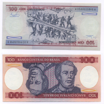 Бразилия 100 крузейро 1981 подпись 20, Герцог Каксиас Pick 198 a бумага UNC (пресс) 6294-86-2