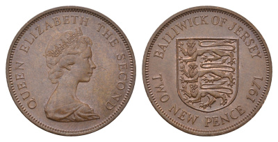 Джерси 2 пенса 1971 Елизавета II (1952-2022) KM 31 бронза 4118-135