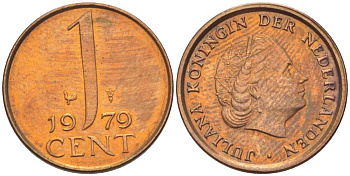 НИДЕРЛАНДЫ 1 ЦЕНТ 1979 КОРОЛЕВА ЮЛИАНА KM 181 бронза 3955-144