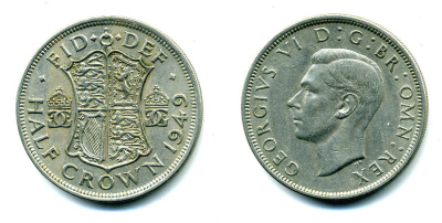 Великобритания 1/2 кроны 1949 Георг VI (1936-1952) KM 879, Spink 4106 медно-никель 89-1223